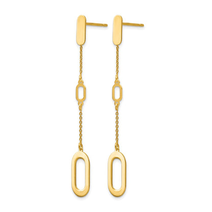 14K Gelbgold Poliert Stecker Ohrhänger