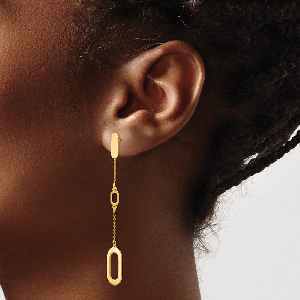 14K Gelbgold Poliert Stecker Ohrhänger