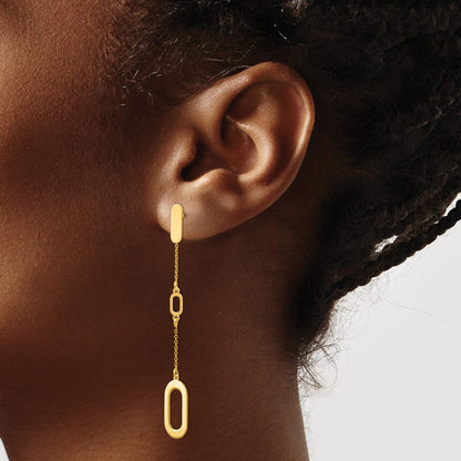 14K Gelbgold Poliert Stecker Ohrhänger