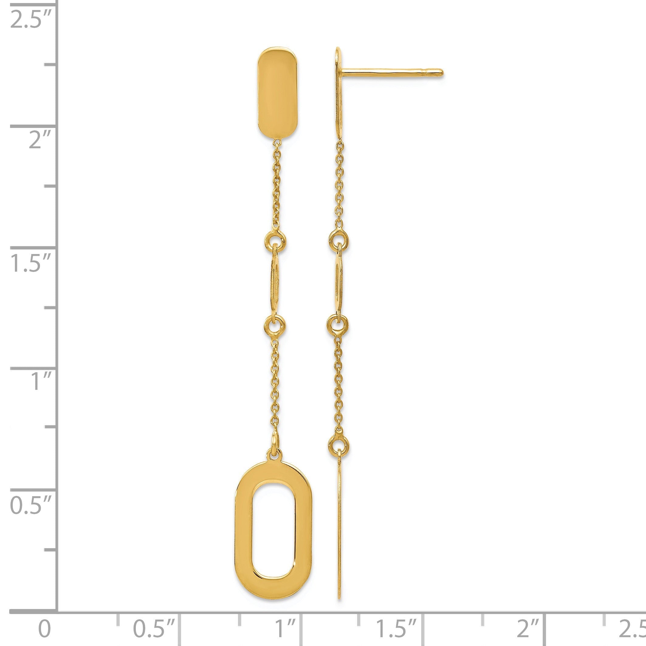 14K Gelbgold Poliert Stecker Ohrhänger