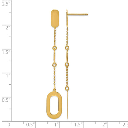 14K Gelbgold Poliert Stecker Ohrhänger