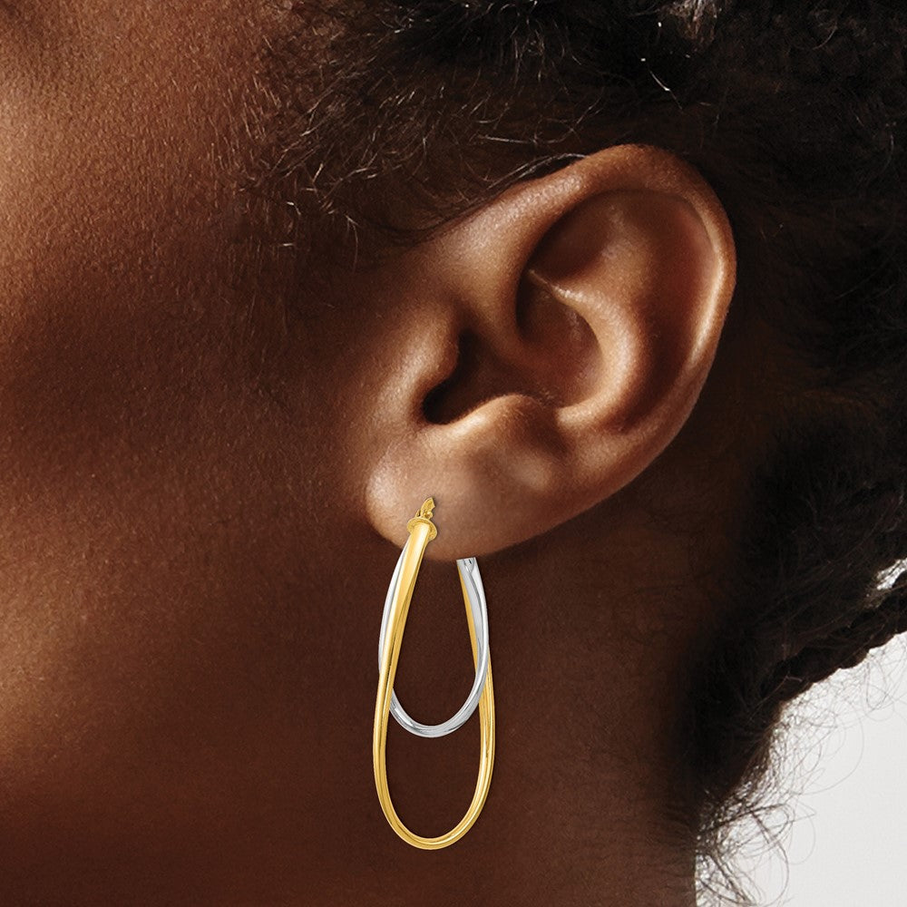 14K Bicolor Poliert Creolen