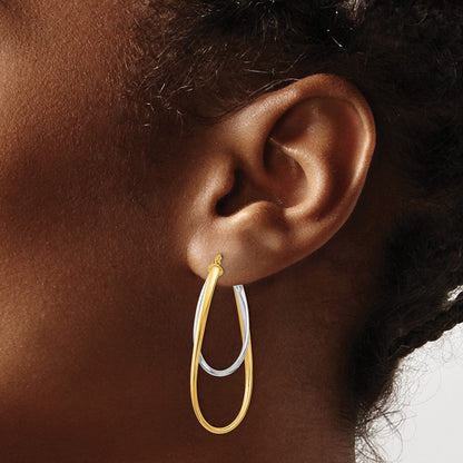 14K Bicolor Poliert Creolen