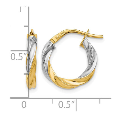 14K Gelb & Rhodium mit Weiß Beschichtung Poliert Creolen