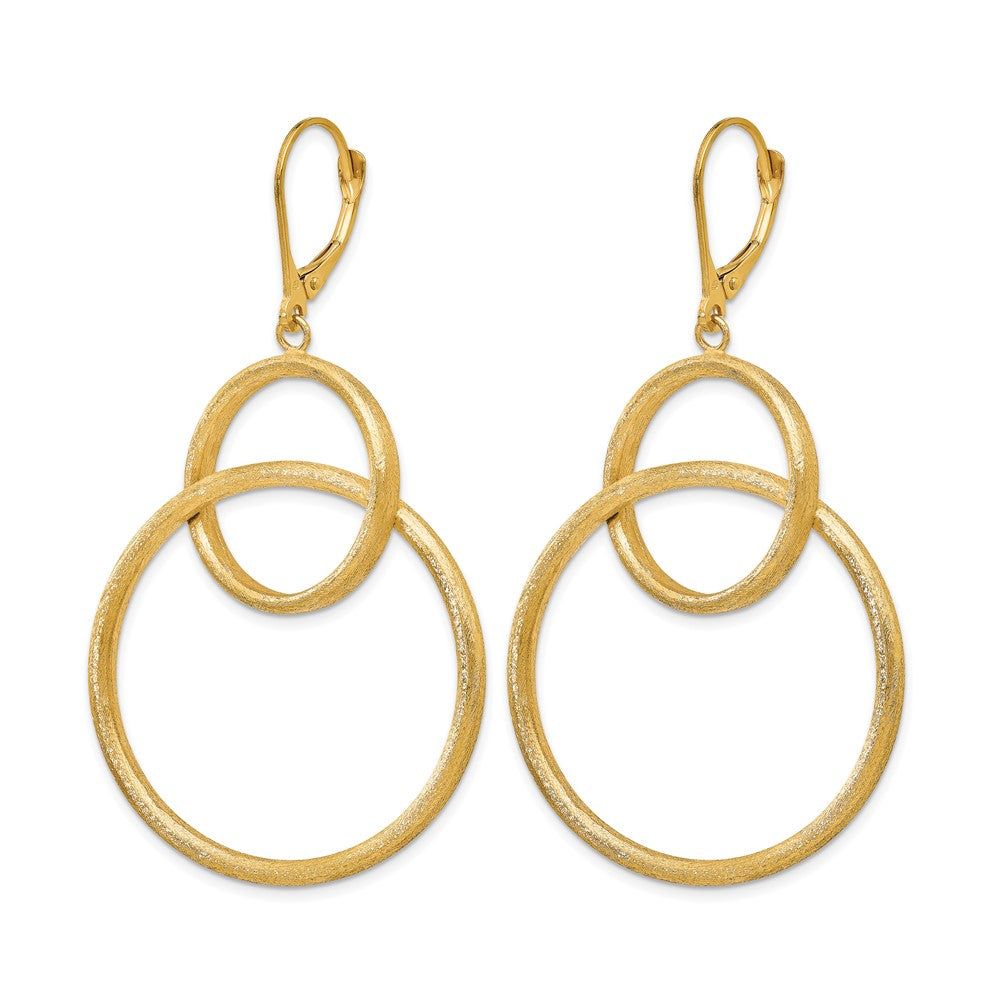 14K Gelbgold Scratch Finish Rund Ohrhänger mit Brisur