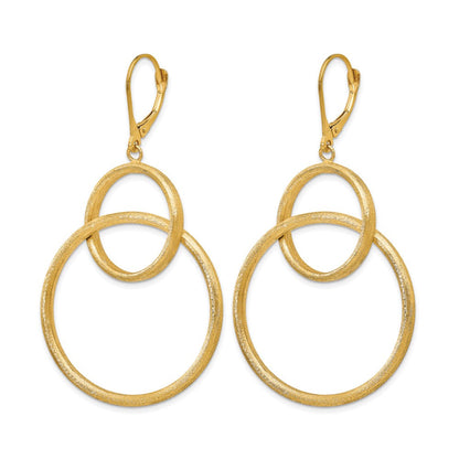 14K Gelbgold Scratch Finish Rund Ohrhänger mit Brisur