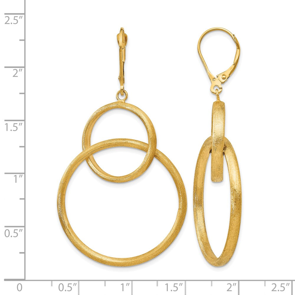 14K Gelbgold Scratch Finish Rund Ohrhänger mit Brisur