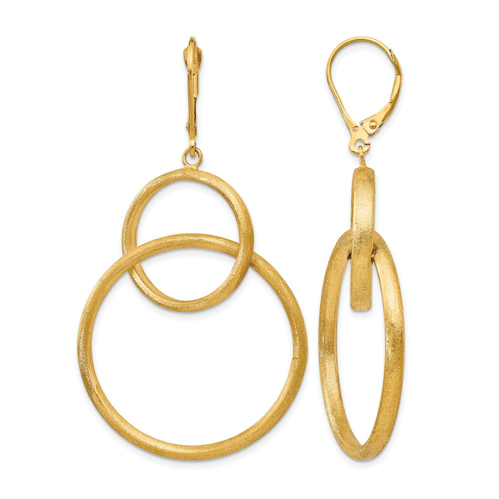 14K Gelbgold Scratch Finish Rund Ohrhänger mit Brisur