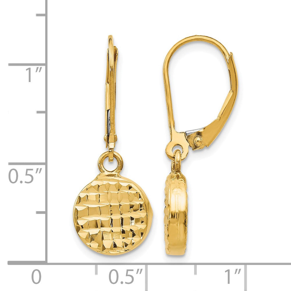 14K Gelbgold Poliert Diamantiert Ohrhänger mit Brisur