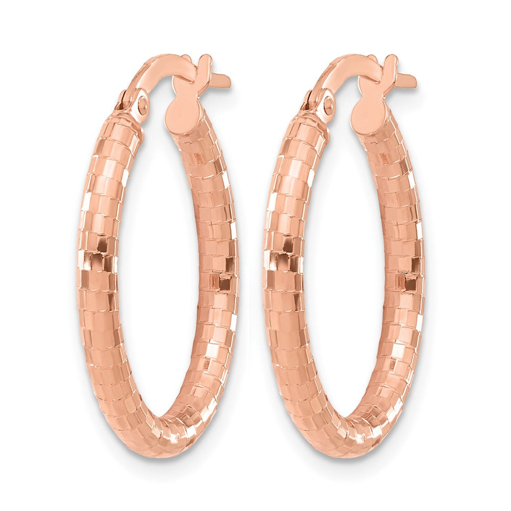 14K Roségold Strukturiert Oval Creolen