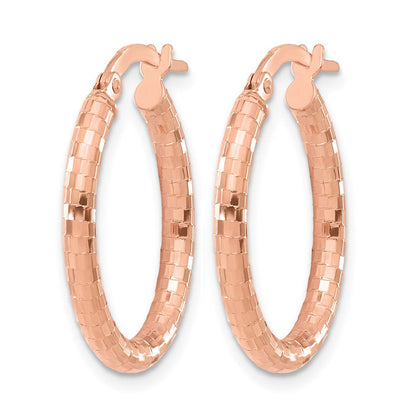 14K Roségold Strukturiert Oval Creolen