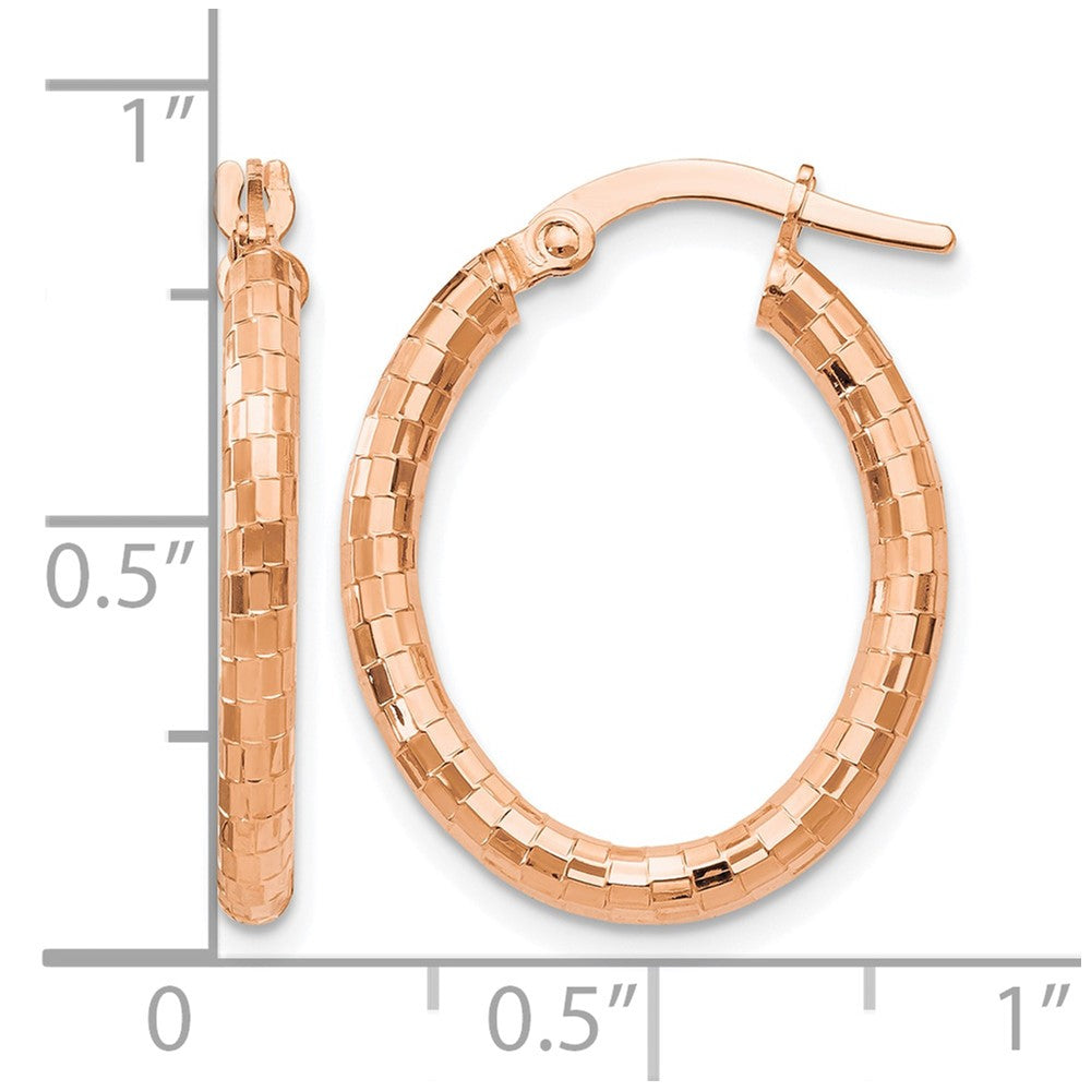 14K Roségold Strukturiert Oval Creolen