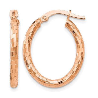 14K Roségold Strukturiert Oval Creolen