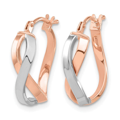 14K Gelb & Rhodium mit Weiß und Roségold Beschichtung Poliert Klappbar Creolen