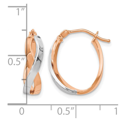 14K Gelb & Rhodium mit Weiß und Roségold Beschichtung Poliert Klappbar Creolen
