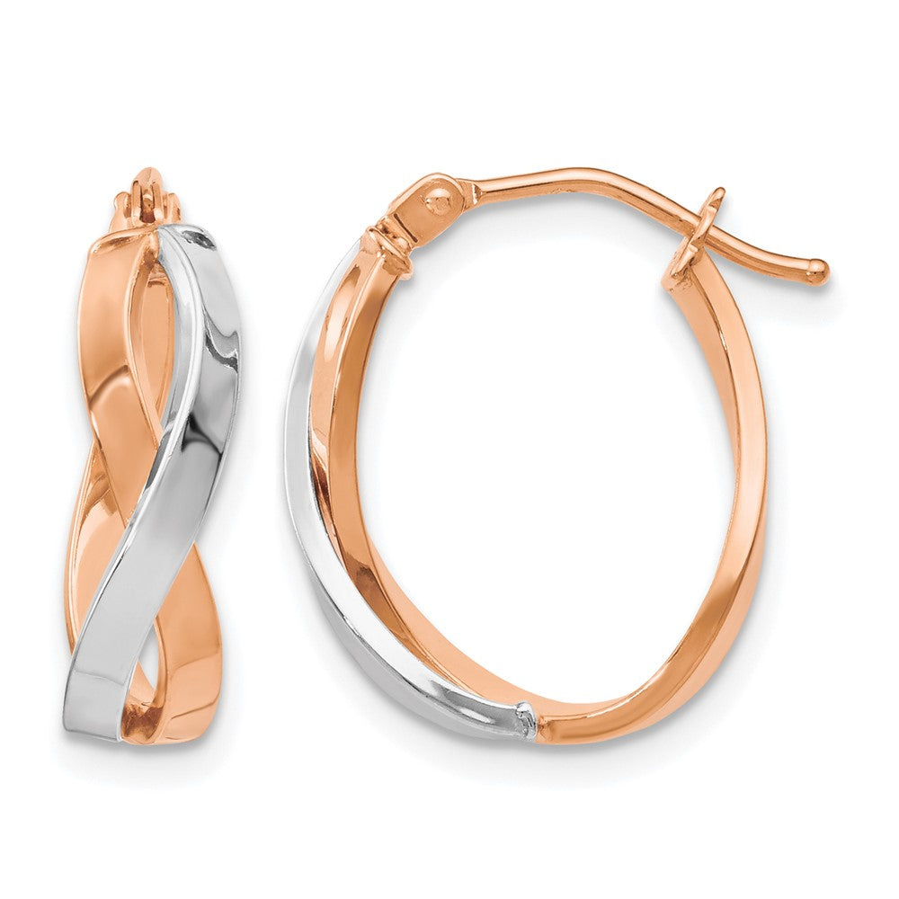 14K Gelb & Rhodium mit Weiß und Roségold Beschichtung Poliert Klappbar Creolen