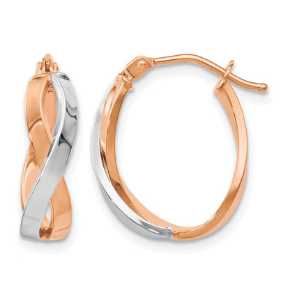 14K Gelb & Rhodium mit Weiß und Roségold Beschichtung Poliert Klappbar Creolen