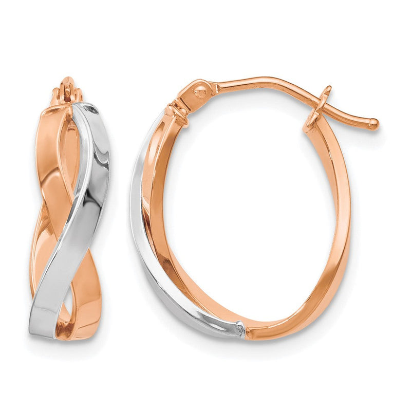 14K Gelb & Rhodium mit Weiß und Roségold Beschichtung Poliert Klappbar Creolen