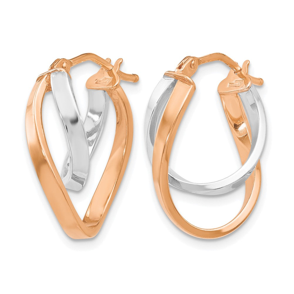 14K Gelb & Rhodium mit Weiß/rose Rhodiniert-plating Poliert Klappbar Creolen