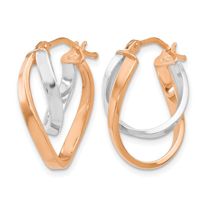 14K Gelb & Rhodium mit Weiß/rose Rhodiniert-plating Poliert Klappbar Creolen