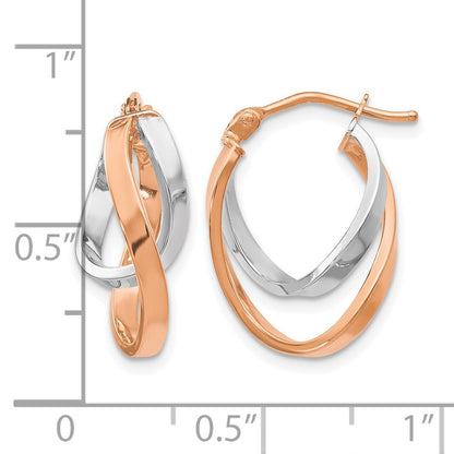 14K Gelb & Rhodium mit Weiß/rose Rhodiniert-plating Poliert Klappbar Creolen