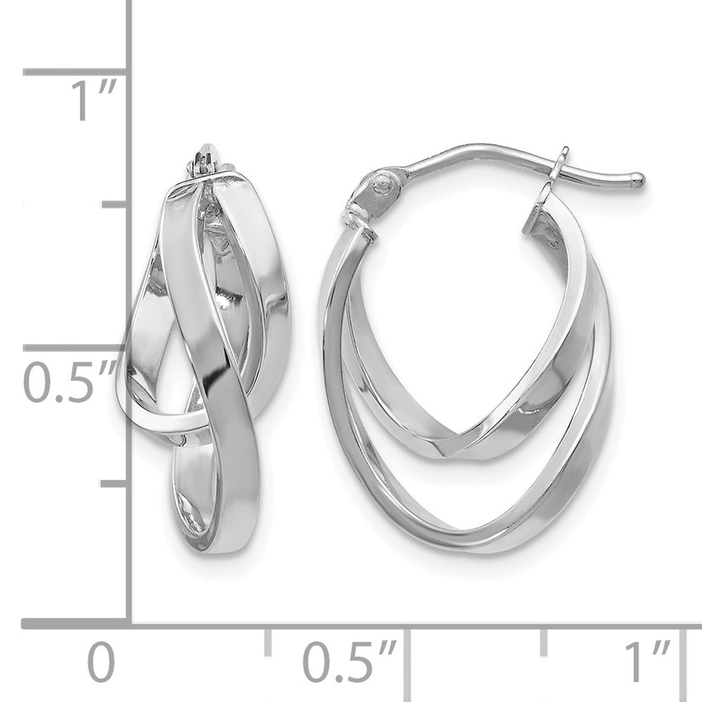 14K Gelb & Rhodium mit Weiß Rhodiniert-plating Poliert Klappbar Creolen