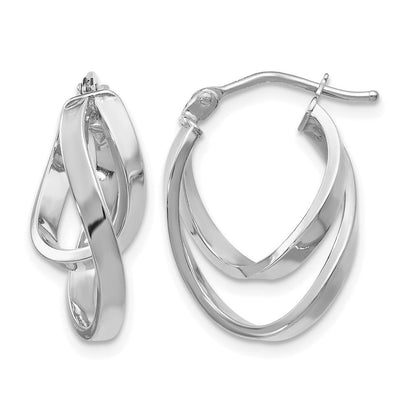 14K Gelb & Rhodium mit Weiß Rhodiniert-plating Poliert Klappbar Creolen