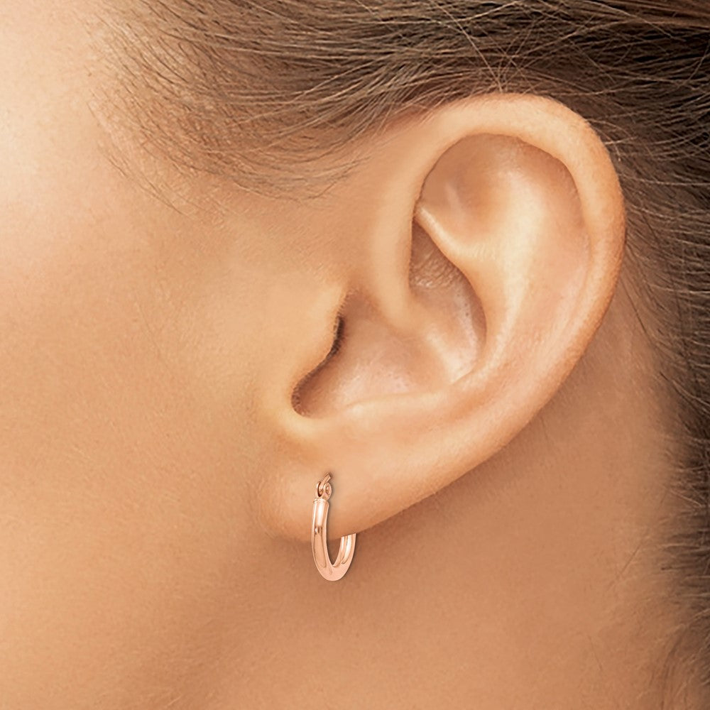 14K Roségold 2x12mm Poliert Creolen