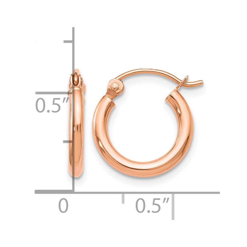 14K Roségold 2x12mm Poliert Creolen