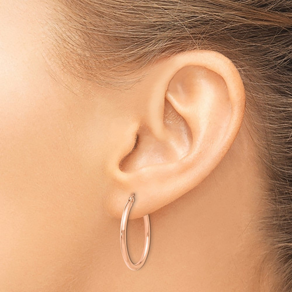 14K Roségold 2x25mm Poliert Creolen