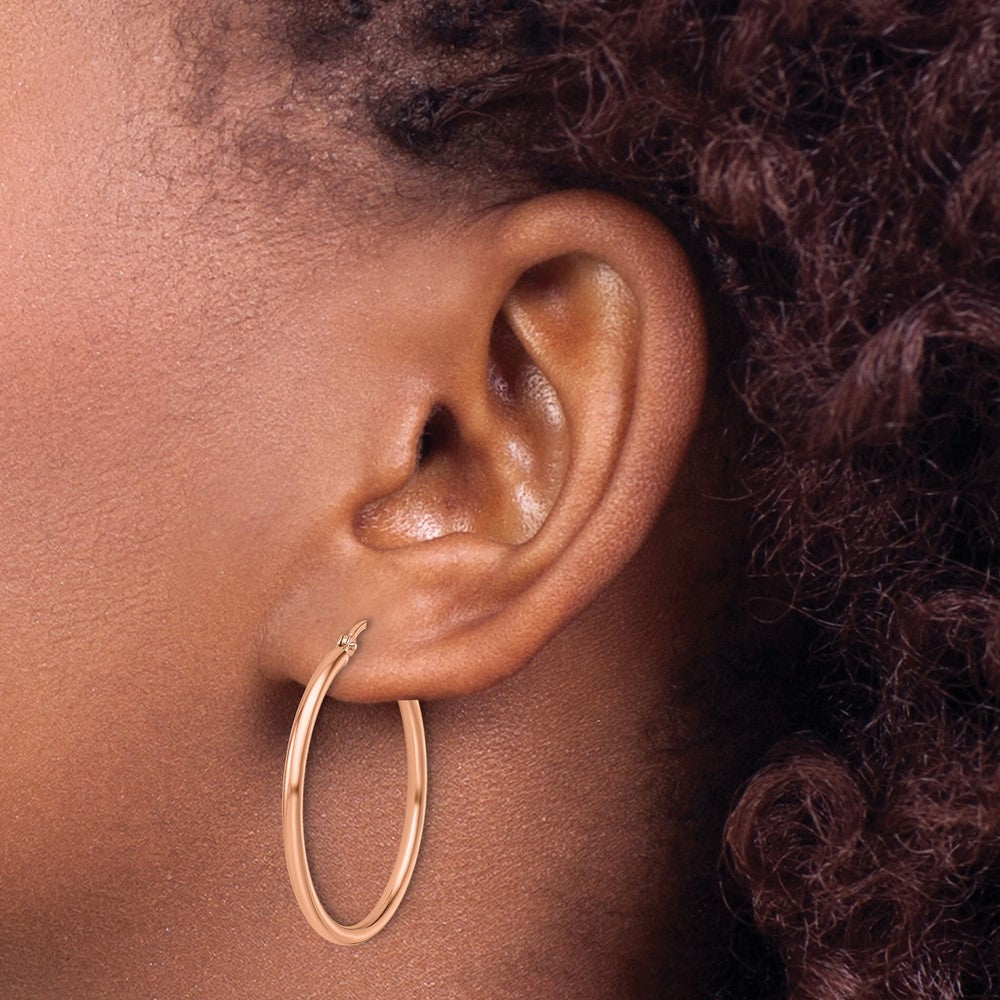 14K Roségold 2x30mm Poliert Creolen