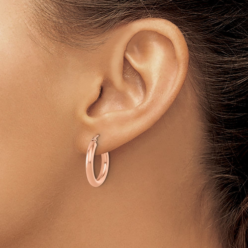 14K Roségold 3mm Poliert Creolen