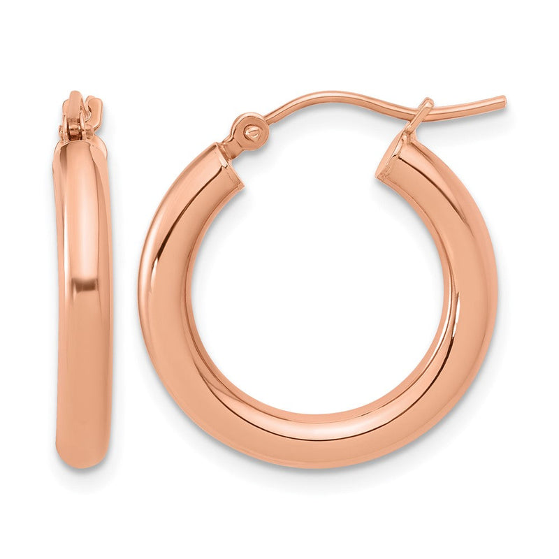 14K Roségold 3mm Poliert Creolen