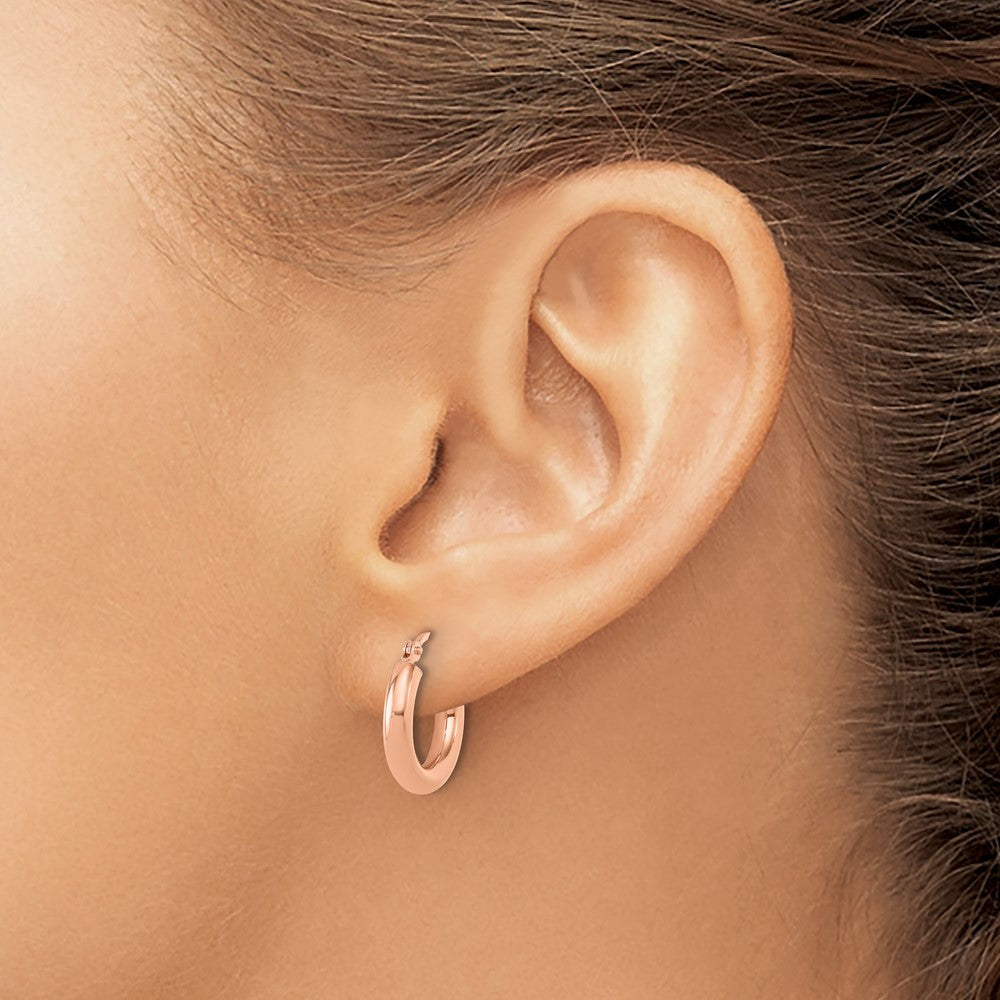 14K Roségold 3mm Poliert Creolen