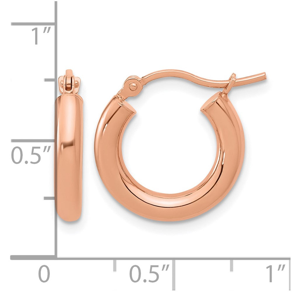 14K Roségold 3mm Poliert Creolen