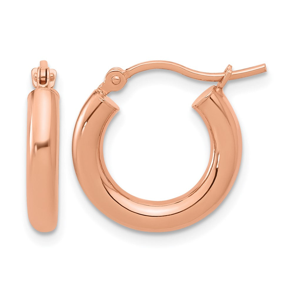14K Roségold 3mm Poliert Creolen