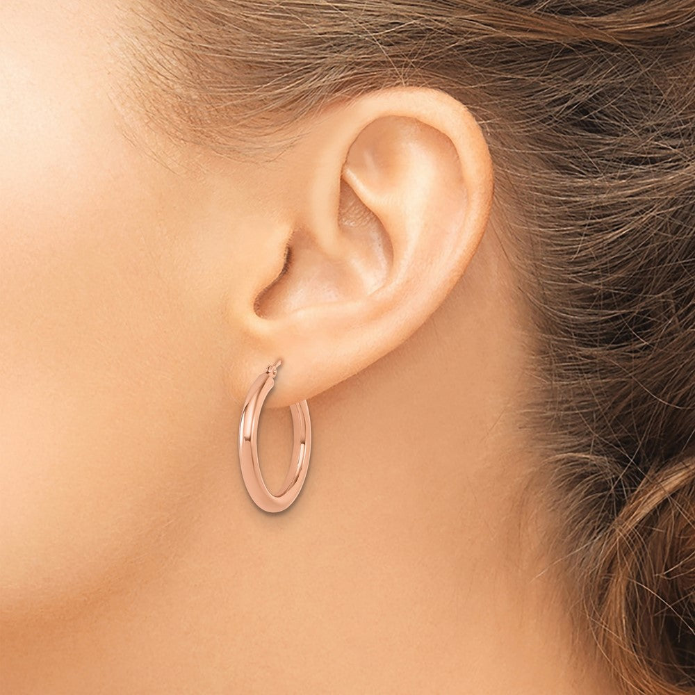 14K Roségold 3mm Poliert Creolen