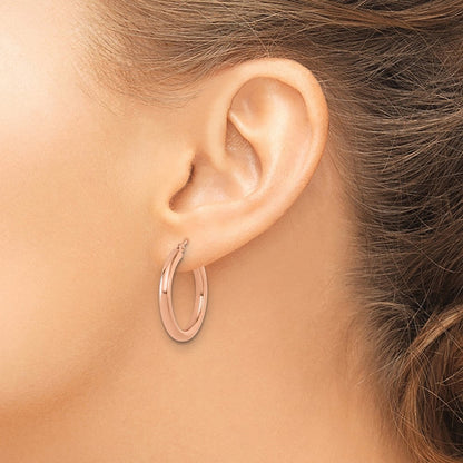 14K Roségold 3mm Poliert Creolen