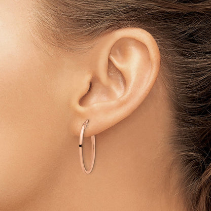 14K Roségold Poliert Oval Creolen