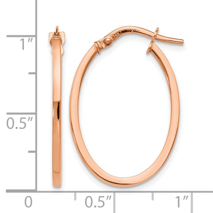 14K Roségold Poliert Oval Creolen