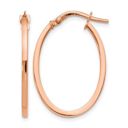 14K Roségold Poliert Oval Creolen