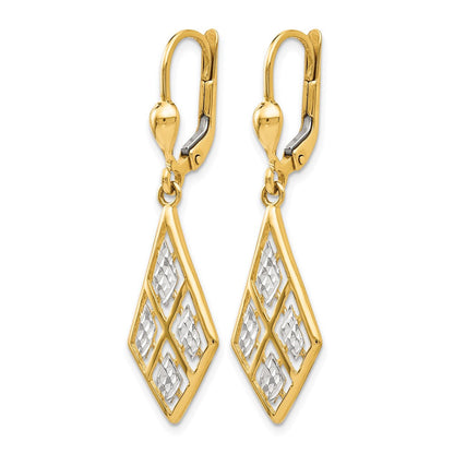 14K Gelb & Rhodium mit Diamantiert Ohrhänger mit Brisur