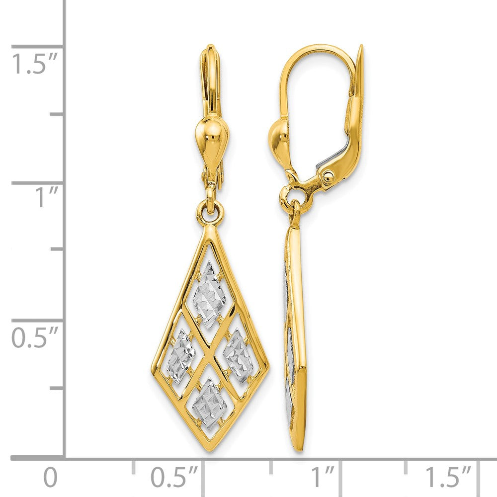 14K Gelb & Rhodium mit Diamantiert Ohrhänger mit Brisur