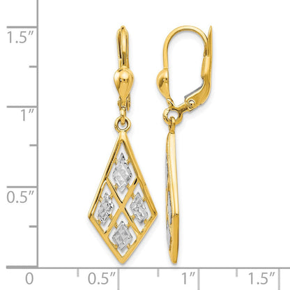 14K Gelb & Rhodium mit Diamantiert Ohrhänger mit Brisur