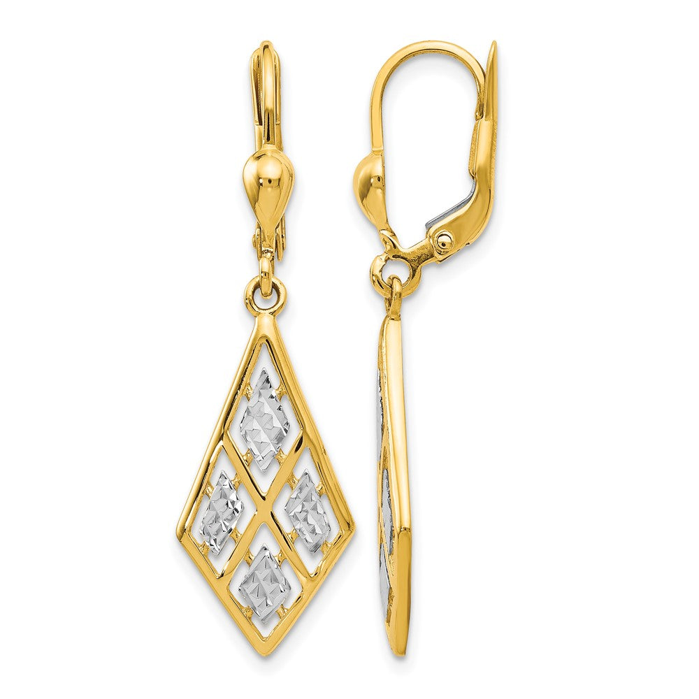 14K Gelb & Rhodium mit Diamantiert Ohrhänger mit Brisur