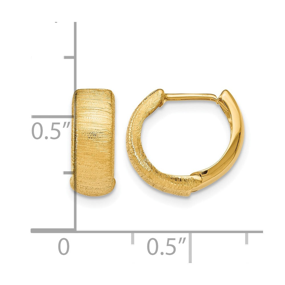 14K Gelbgold Poliert und Strukturiert Klappbar Creolen