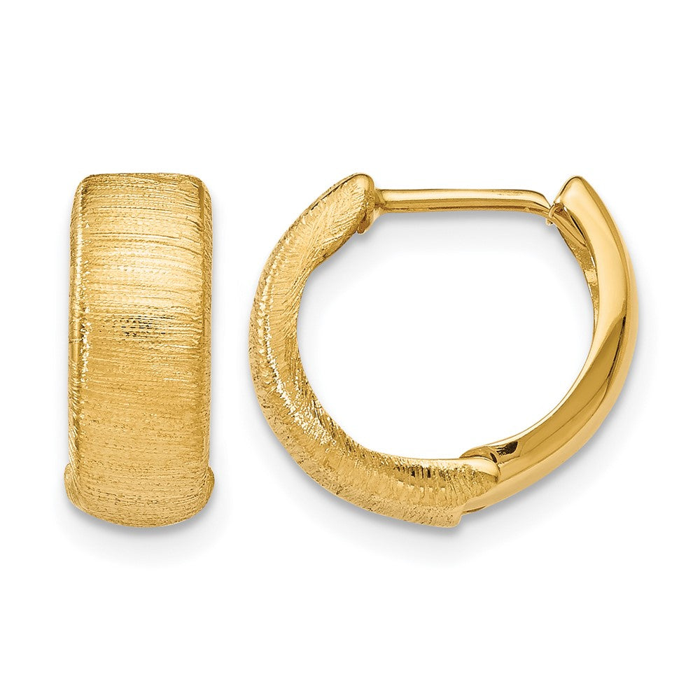 14K Gelbgold Poliert und Strukturiert Klappbar Creolen