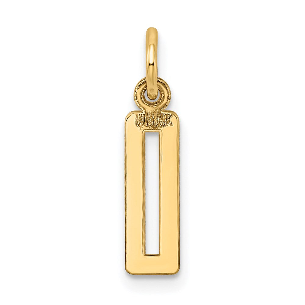 14K Gelbgold Klein Länglich Zahl 0 Charm