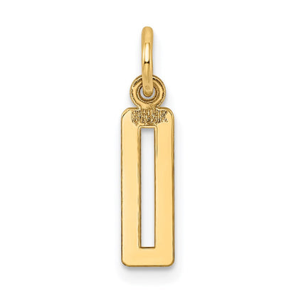 14K Gelbgold Klein Länglich Zahl 0 Charm