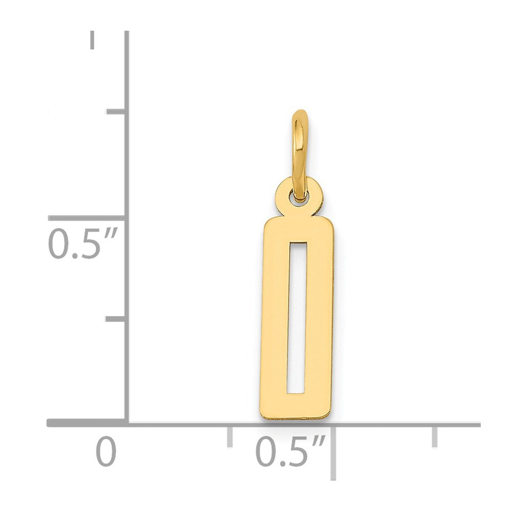 14K Gelbgold Klein Länglich Zahl 0 Charm